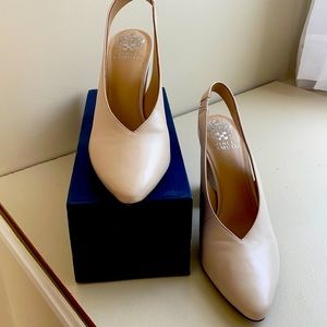 Vince Camino blush color stacked heels